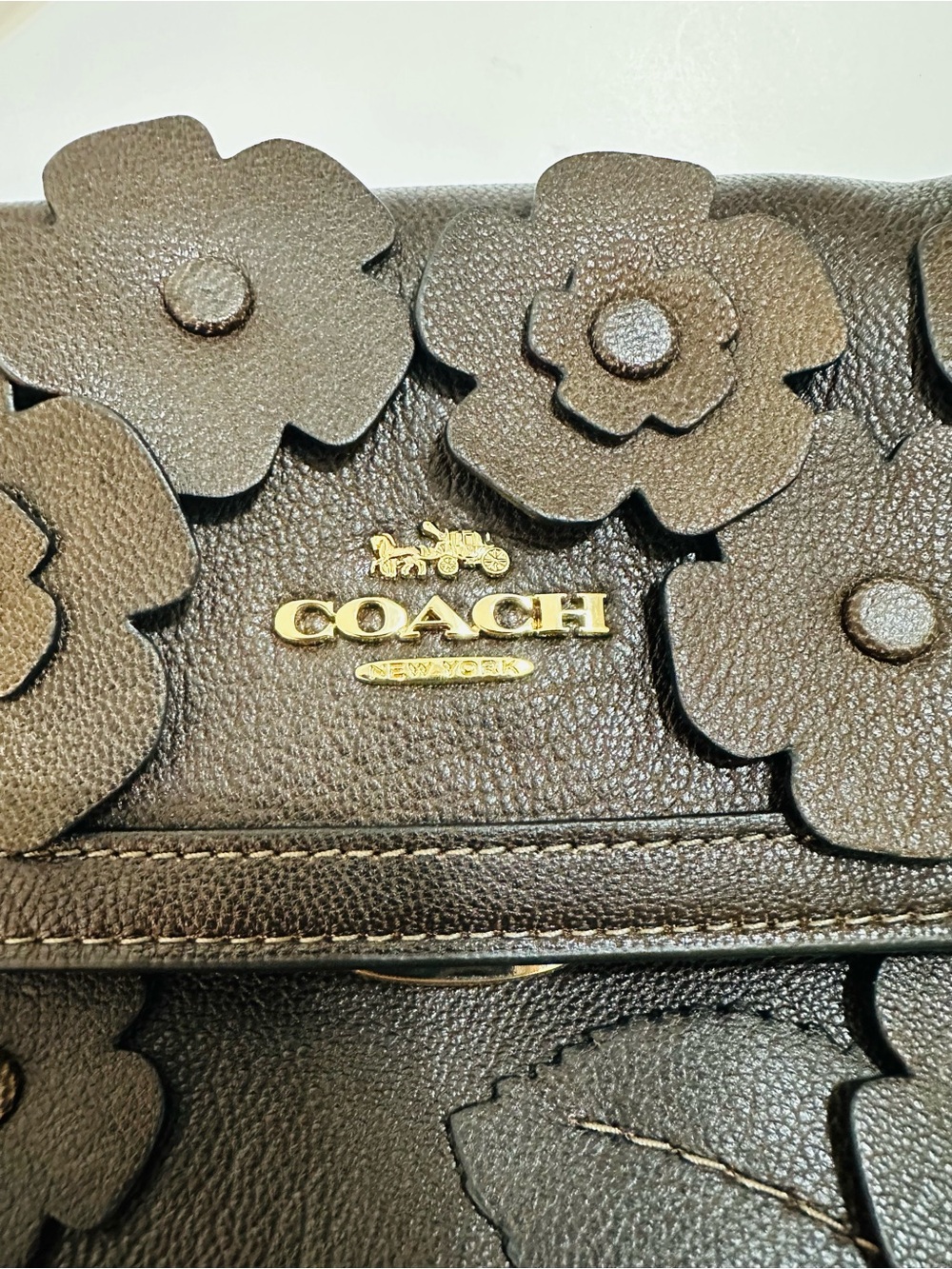 Coach Etta Small Flap Floral Appliqué Convertible Leather Shoulder Crossbody Bag - Picture 11 of 15